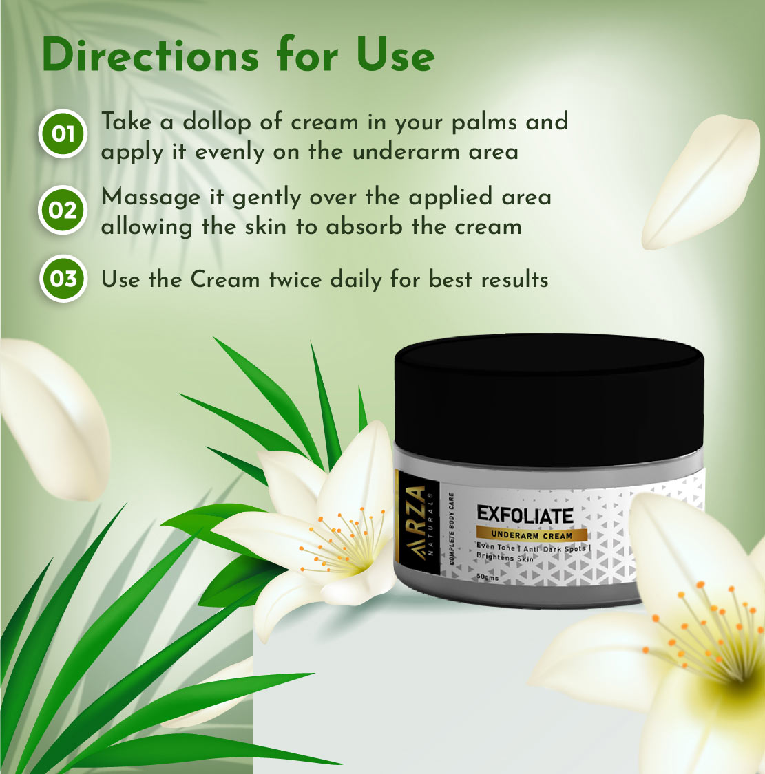 Exfoliating Underarms Cream with Aloe Vera & Lavender Extract for Even Tone- 50g